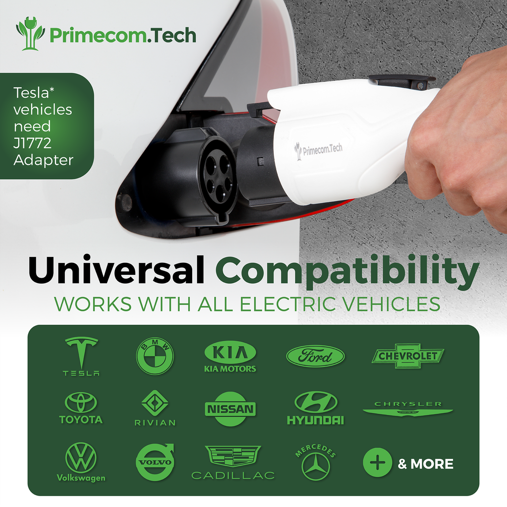 Primecom 80 Amp Level 2 EV Charger | 18ft to 50ft Cord Lengths | 22KW 220 Volt Only In ElectoGb