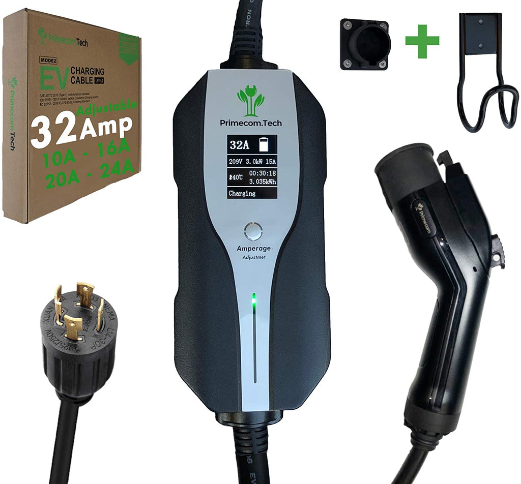 Primecom 32 Amp Level 2 Electric Vehicle (EV) Charger Amperage Adjustable Only In ElectoGb