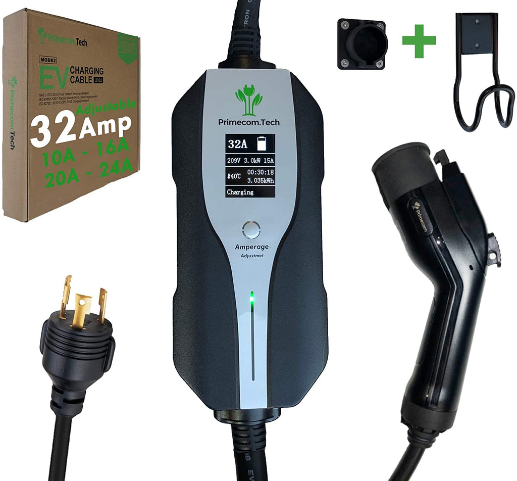 Primecom 32 Amp Level 2 Electric Vehicle (EV) Charger Amperage Adjustable Only In ElectoGb