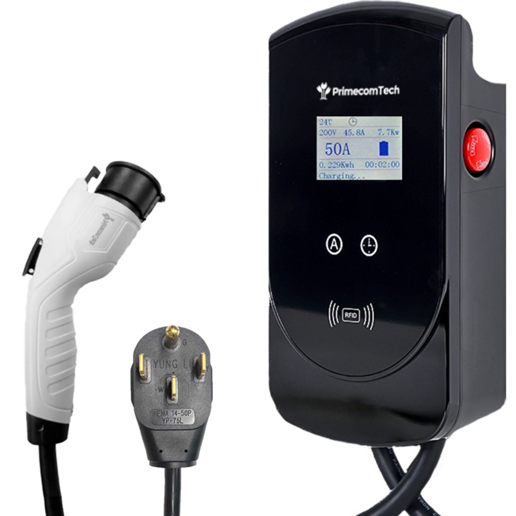 Primecom 50 or 80 Amp Level 2 EV Charger -  50 Feet Cord Lengths Only In ElectoGb