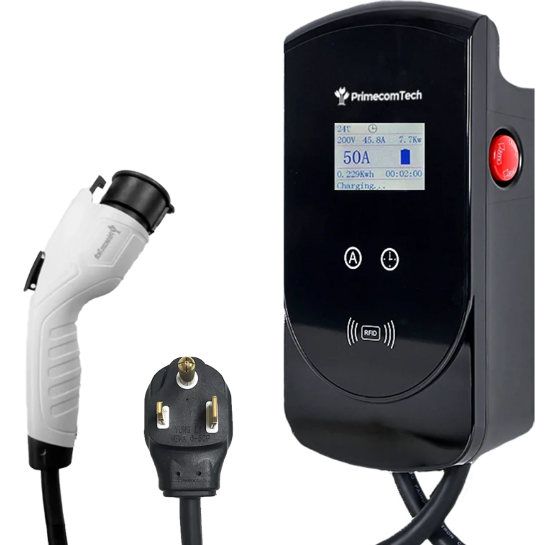 Primecom 50 or 80 Amp Level 2 EV Charger -  50 Feet Cord Lengths Only In ElectoGb